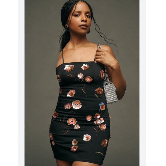 Anthropologie The Brynne 3D Pink Combo Spaghetti-Strap Dress by Maeve Size 12 NW - Picture 3 of 3